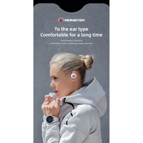 Tai Nghe Bluetooth TWS Monster Airfree GT07 - Tai Nghe Thể Thao Treo Vành Tai, Khử Ồn, Pin Lâu