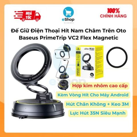 Đế Giữ Điện Thoại Trên Oto Baseus PrimeTrip VC2 Flex Magnetic Car Mount - Hút Nam Châm Từ Tính 720°