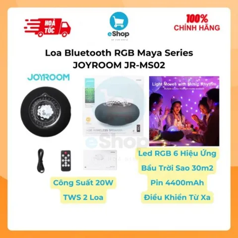 Loa Bluetooth Led RGB Maya Series - JOYROOM JR-MS02 Công Suất 20W, 6 Hiệu Ứng RGB, TWS 2 Loa