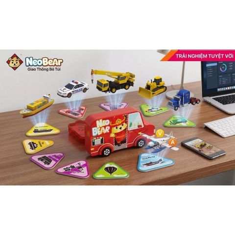 Bộ Thẻ Học Thông Minh AR NeoBear – Chủ Đề Giao Thông, Học Ngoại Ngữ Qua Thực Tế Ảo 3D