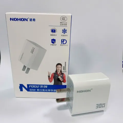 Củ Sạc Nhanh 30W Nohon F002 Công Nghệ Gan Nhỏ Gọn Cổng Type C Chuẩn PD Chứng Chỉ CCC Fullbox