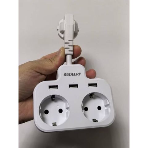 Ổ Điện Đa Năng 3680W SUDEERY WPG-EU016 ( Đức ) 2 Cổng 220V + 3 Cổng USB-A, Nhựa Cao Cấp Chống Cháy