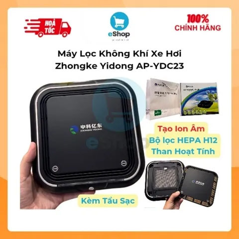 Máy Lọc Không Khí Xe Hơi, Kiêm Tạo Ion Âm Zhongke Yidong AP-YDC23 , Kèm Tẩu Sạc Oto