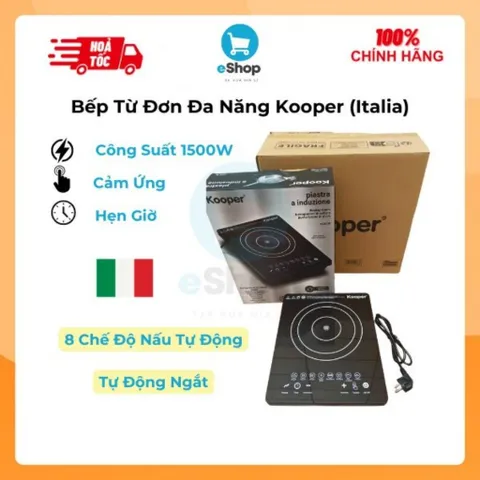 Bếp từ đơn Kooper (Italia), công suất 1500W - 8 Chế Độ Nấu Tự Động, Cảm Ứng, An Toàn Vượt Trội