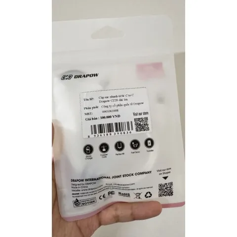 Cáp Sạc Nhanh C to C 60W Chính Hãng Drapow CZ20 - Hỗ trợ mọi thiết bị có cổng sạc Type-C
