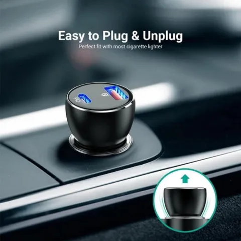 Tẩu Sạc Nhanh Ô Tô 48W AUKEY CC-Y48, 2 Cổng Type C PD và USB QC3.0 Siêu Nhỏ Gọn, Vỏ Kim Loại