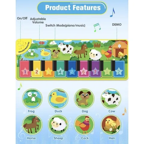 Đồ Chơi Thảm Đàn Piano Cỡ Lớn Musical Mat 110cm x 36cm, 100cm x 40cm (Hàng À Má Zôn)