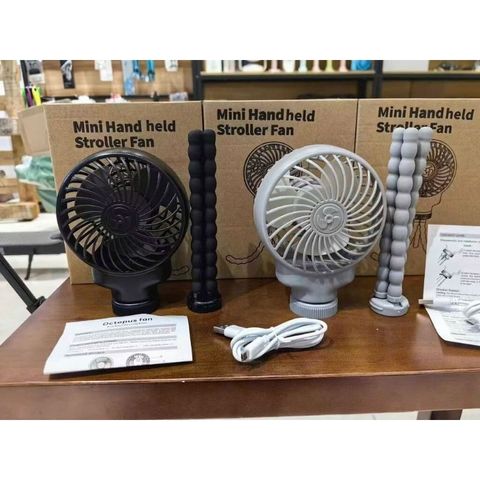 Quạt Tích Điện Octopus Fan Kèm Chân Kẹp Đa Năng, 3 Cấp Độ Gió Hoạt Động Êm Ái, Có Thể Kẹp, Treo, Giá Đỡ ĐT