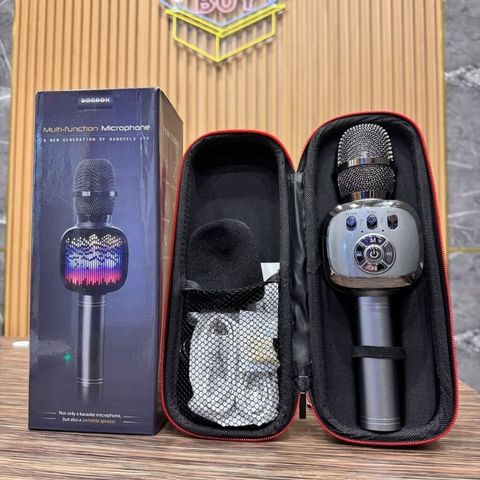 Micro Karaoke Kèm Loa Di Động BONAOK - Hiệu Ứng Đèn Led RGB, Chế Độ Echo, Song Ca, Ghi Âm