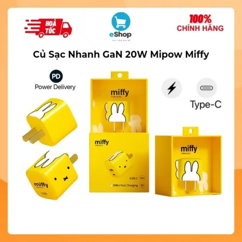 Củ Sạc Nhanh 20W MiPOW Miffy Công Nghệ GaN Cổng Type-C PD - Thiết Kế Mini