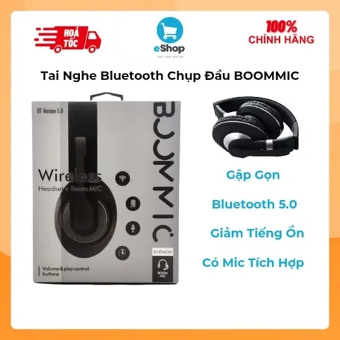 Tai Nghe Bluetooth Chụp Đầu Headphone BOOMMIC SY-BTM200 - Gập Gọn, Có Mic Tích Hợp, Giảm Ồn