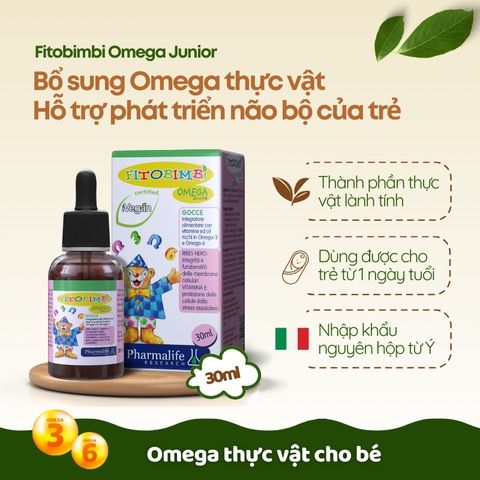 Fitobimbi Omega junior  Omega thực vật cho bé Hỗ trợ phát triển não bộ, tốt cho mắt cho bé