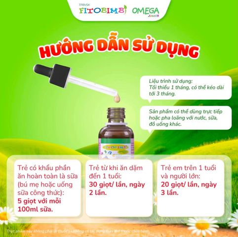 Fitobimbi Omega junior  Omega thực vật cho bé Hỗ trợ phát triển não bộ, tốt cho mắt cho bé