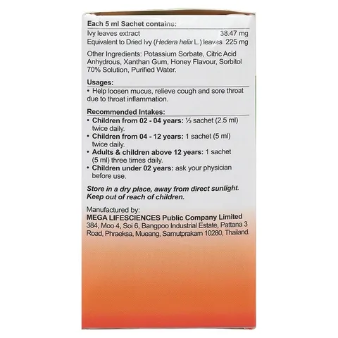 Eugica Ivy Syrup hỗ trợ giảm ho, giảm đờm hộp 20 gói x 5ml