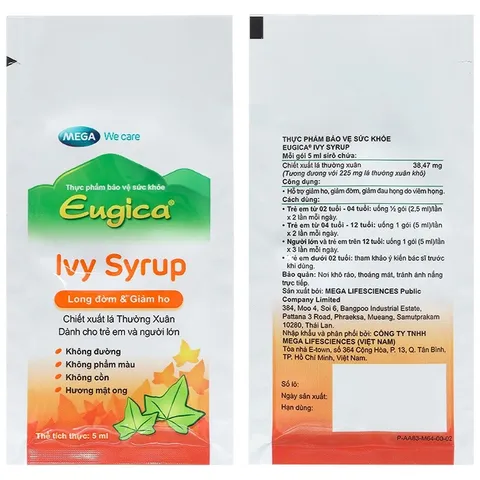Eugica Ivy Syrup hỗ trợ giảm ho, giảm đờm hộp 20 gói x 5ml