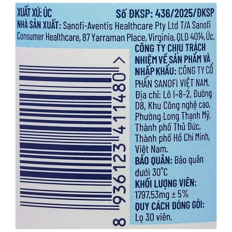 Thực phẩm bảo vệ sức khỏe Ostelin Calcium & Vitamin D3 lọ 30 viên
