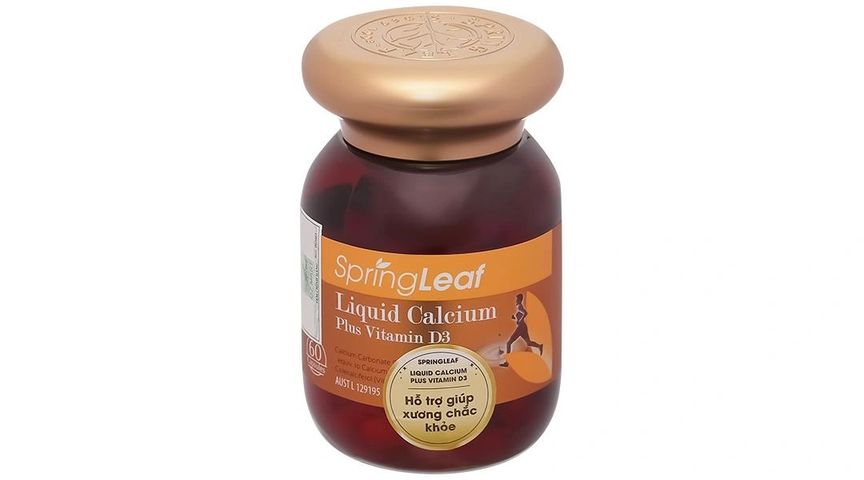 Canxi Spring Leaf Liquid Calcium Plus Vitamin D3 lọ 60 viên