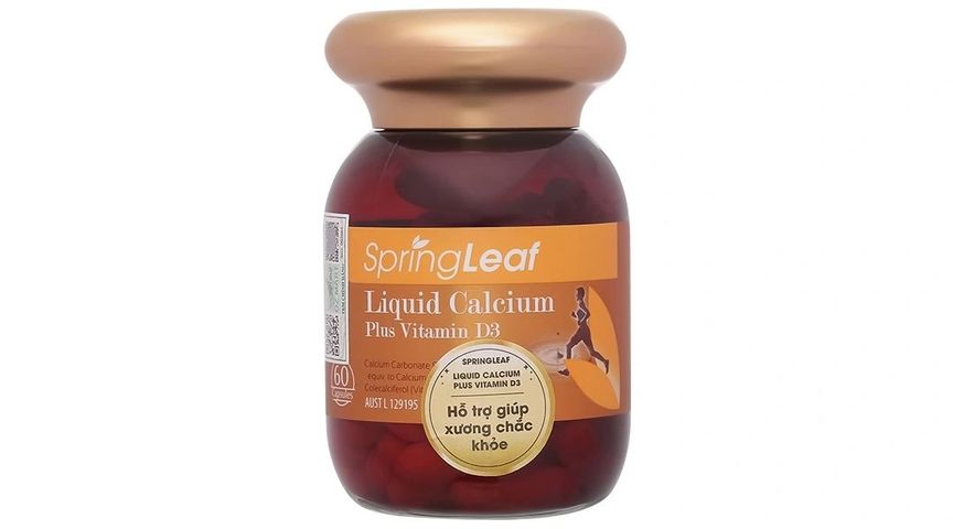 Canxi Spring Leaf Liquid Calcium Plus Vitamin D3 lọ 60 viên
