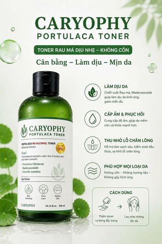 Nước Hoa Hồng Caryophy Chăm Sóc Da Dầu Mụn Portulaca Toner 300ml [hàng nhập khẩu]
