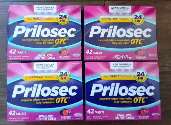 Liệu trình cắt cơn đau dạ dày Prilosec Frequent Heartburn and Acid Reducer 42 viên (Hương dâu).cua my