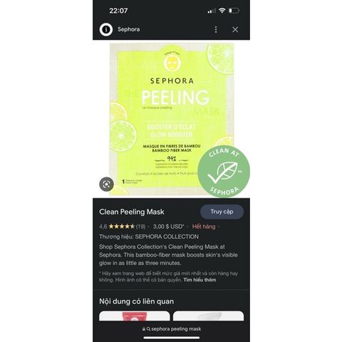 Mặt nạ Tái tạo da căng bóng Peeling sephora nhanh chóng tiện lợi 760257