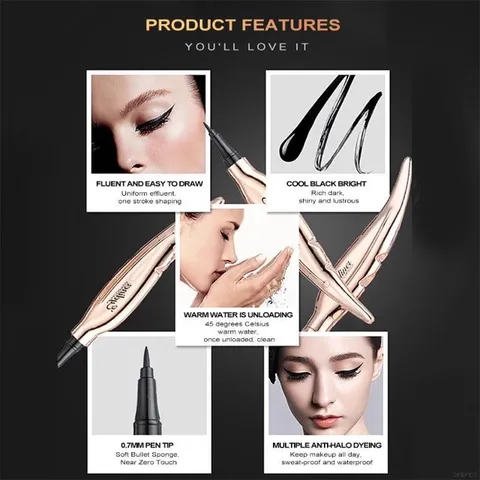 [Hàng mới về] Bút kẻ mắt không thấm nước chống nhòe màu đen thiết kế hình lông vũ độc đáo 760349