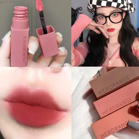 HOT Son kem Lì Herorange® hàng hiệu Hàng trong nước Trung Vỏ Cam Vuông Lên Màu đẹp tuyệt Son Môi 760394