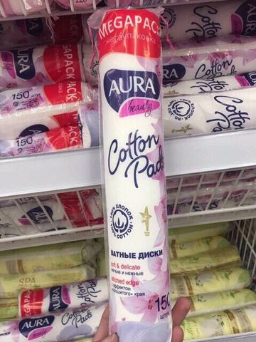 Bông tẩy trang cotton Aura 150 miếng - Anh 760416