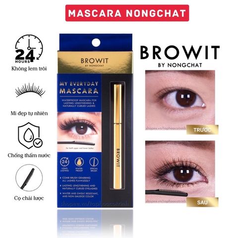 Chải Mascara NongChat Browit Thái Lan làm dày, dài cong mi, chuyên dụng cho makeup 760567