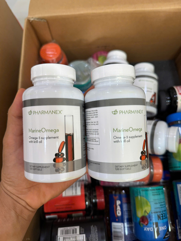 Pharmanex Marine Omega, Thực phẩm bổ sung Axit béo Omega-3 & Dầu nhuyễn thể, 1200mg DHA & EPA mỗi khẩu phần, 120 viên nang mềm, Hỗ trợ sức khỏe tim mạch, não bộ, khớp và sức khỏe tổng thể.