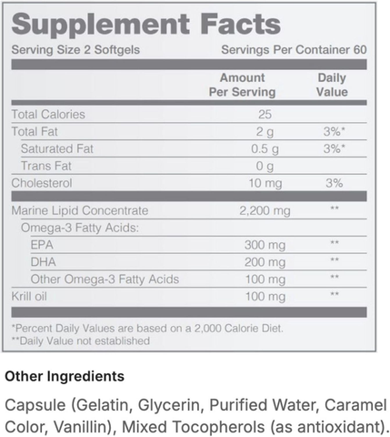 Pharmanex Marine Omega, Thực phẩm bổ sung Axit béo Omega-3 & Dầu nhuyễn thể, 1200mg DHA & EPA mỗi khẩu phần, 120 viên nang mềm, Hỗ trợ sức khỏe tim mạch, não bộ, khớp và sức khỏe tổng thể.