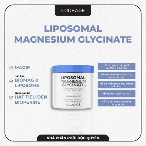 CodeAge Liposomal Magnesium Glycinate 240 Viên Hỗ Trợ Giấc Ngủ, Giảm Mệt Mỏi Và Chuột Rút [hàng nhập khẩu]
