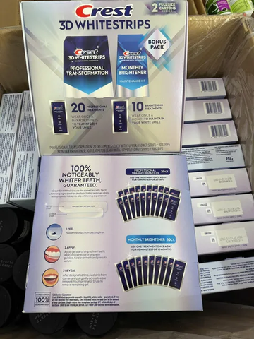 Set 2 hộp 30 gói dán trắng răng Crest 3D White Professional và Monthly