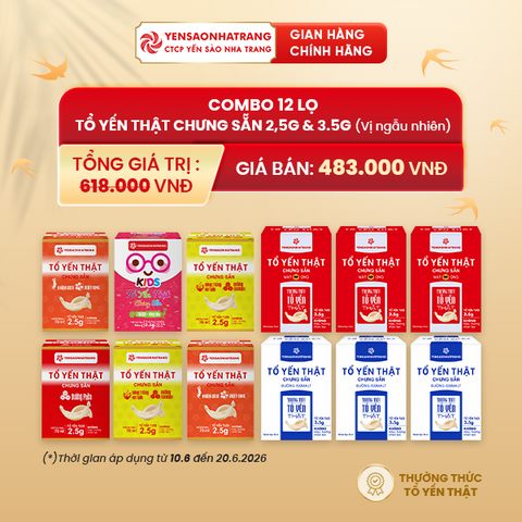 Combo 12 Lọ Tổ Yến Thật Chưng Sẵn 2,5g và 3,5g - Vị Ngẫu Nhiên