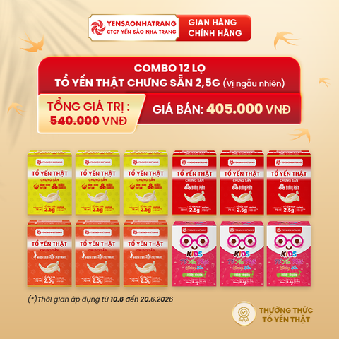 Combo 12 Lọ Tổ Yến Thật Chưng Sẵn 2,5g - Vị Ngẫu Nhiên
