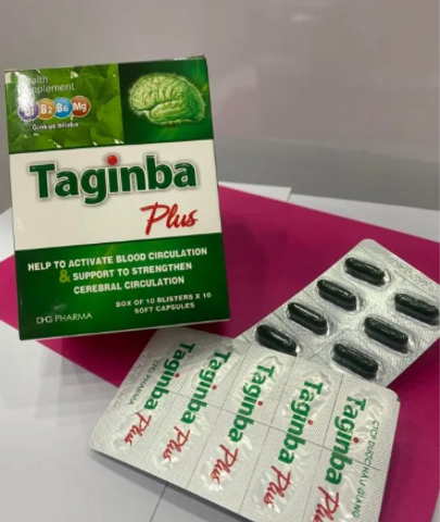 Taginba Plus (100 viên ) : giúp tuần hoàn máu não , giảm trí nhớ , rối loạn tiền đình