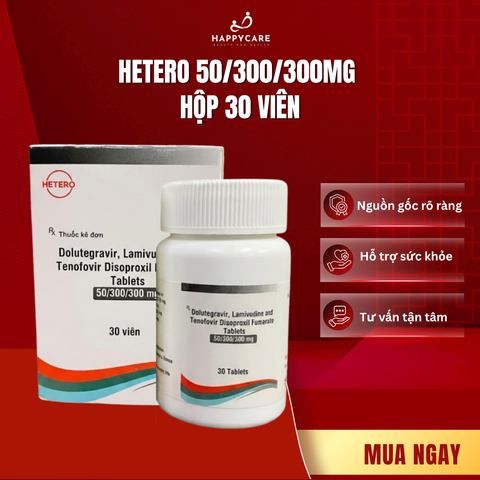 HETERO 50/300/300mg 30 Viên ARV Hỗ Trợ Kiểm Soát Tải Lượng Virus