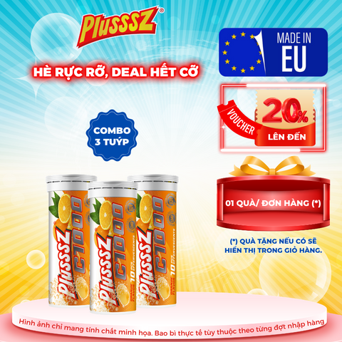 Viên sủi Plusssz Vitamin C 1000mg vị cam không đường - Hỗ trợ bổ sung vitamin hàng ngày, sản phẩm nhập khẩu Châu Âu, dễ sử dụng.