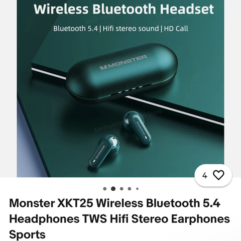 Tai nghe Monster Airmars XKT25, Bluetooth 5.4, Âm thanh Hifi Stereo, độ trễ thấp, Hd Call