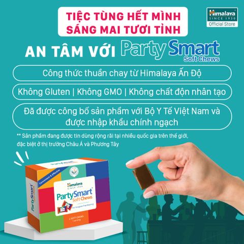 Viên kẹo Party Smart hỗ trợ giảm buồn nôn, khó chịu sau tiệc tùng - Hộp 10 viên