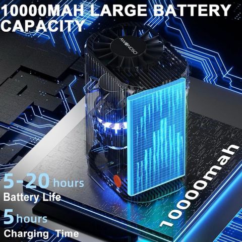 (Pin 10000mAh) Quạt Tích Điện Kẹp Thắt Lưng / Đeo Cổ Đa Năng AWONOSO Động Cơ Mạnh Mẽ 10.000RPM