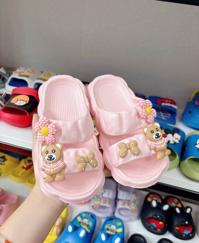 Dép lê nơ gấu cute đáng yêu chống trơn trượt mùa hè cho bé gái