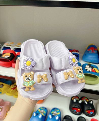 Dép lê nơ gấu cute đáng yêu chống trơn trượt mùa hè cho bé gái