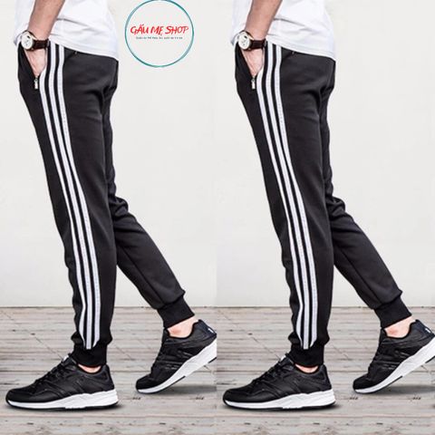 NEW '2026' QUẦN DÀI JOGGER NAM MÀ ĐEN PHỐI 3 SỌC TRẮNG VẢI THUN DÀY DẶN GIÁ RẺ