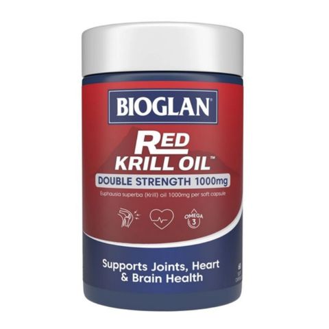 Viên Uống Dầu Nhuyễn Thể Cung Cấp Omega-3 Tự Nhiên Bioglan Red Krill Oil Double Strength 1000 mg - Hỗ Trợ Sức Khoẻ Tim Mạch - Trí Não & Cải Thiện Tình Trạng Tiền Mãn Kinh - 60 viên - Úc