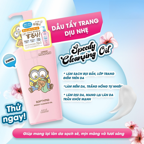Dầu Tẩy Trang Kosé Softymo Cleansing Oil Minions 240ml - Làm Sạch Lớp Trang Điểm