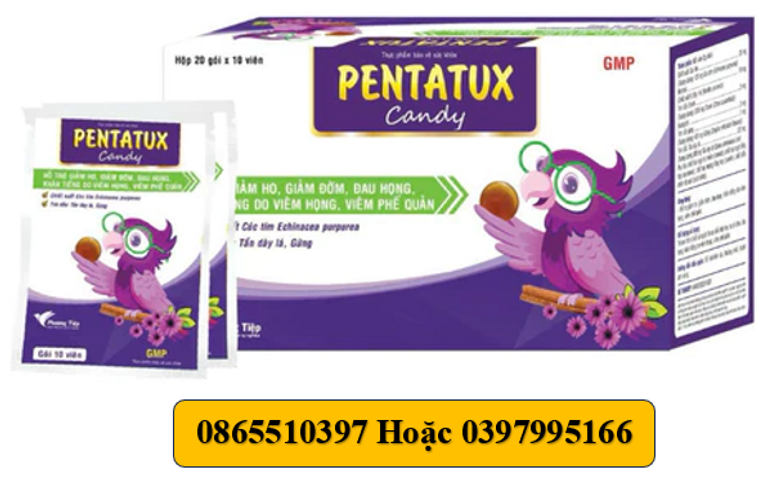 Viên ngậm Giảm Ho pentatux giảm Đau họng, khan tiếng (Hộp 20gói ×10 viên)