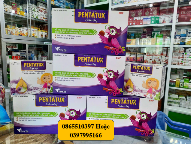 Viên ngậm Giảm Ho pentatux giảm Đau họng, khan tiếng (Hộp 20gói ×10 viên)
