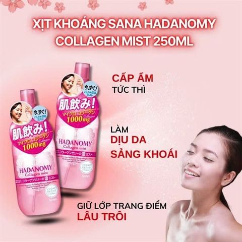 Xịt Khoáng Hadanomy Collagen Mist 250ml Nhật Bản | Cấp Ẩm & Làm Dịu Da