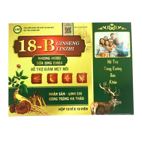 Viên Vitamin 18B Ginseng Linzhi Nhung Hươu Sữa Ong Chúa Vinaphar - Bổ Sung Dinh Dưỡng Tăng Cường Sức Khỏe, Giảm Mệt Mỏi Date Xa NK